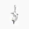 Cheap Pendentif Charm dauphin avec perle argent Femme Charms|Charms