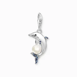 Cheap Pendentif Charm dauphin avec perle argent Femme Charms|Charms