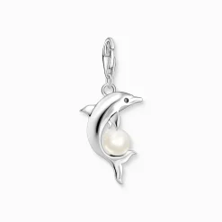 Cheap Pendentif Charm dauphin avec perle argent Femme Charms|Charms