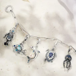 Cheap Pendentif Charm dauphin avec perle argent Femme Charms|Charms
