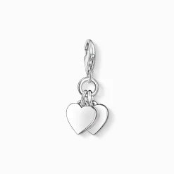 Sale pendentif Charm deux cœurs Femme Charms|Charms