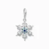 Flash Sale Pendentif Charm flocon de neige avec pierres bleues argent Femme Charms|Charms