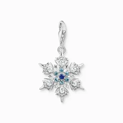 Flash Sale Pendentif Charm flocon de neige avec pierres bleues argent Femme Charms|Charms