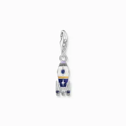 Hot Pendentif Charm fusée orné d’émail à froid multicolore en argent noirci Femme Charms|Charms