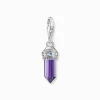 Cheap Pendentif Charm hexagone avec imitation améthyste en argent noirci Femme Charms|Charms