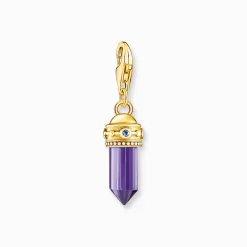 Best Sale Pendentif Charm hexagone avec imitation améthyste plaqué or Femme Charms|Charms