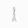 Shop Pendentif Charm lettre A avec pierres blanches argent Femme Charms|Charms