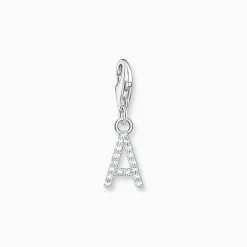 Shop Pendentif Charm lettre A avec pierres blanches argent Femme Charms|Charms