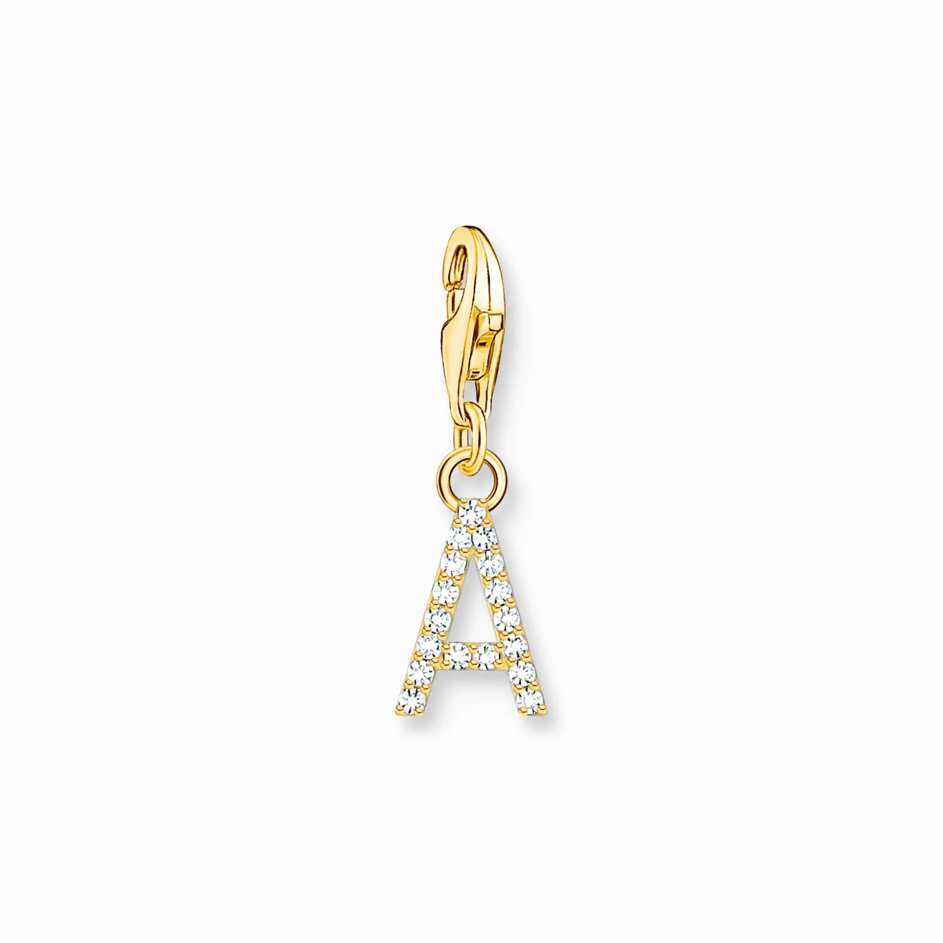 New Pendentif Charm lettre A avec pierres blanches plaqué or Femme Charms|Charms
