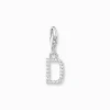 Sale Pendentif Charm lettre D avec pierres blanches argent Femme Charms|Charms