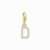 Discount Pendentif Charm lettre D avec pierres blanches plaqué or Femme Charms|Charms