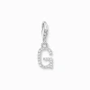 Store Pendentif Charm lettre G avec pierres blanches argent Femme Charms|Charms