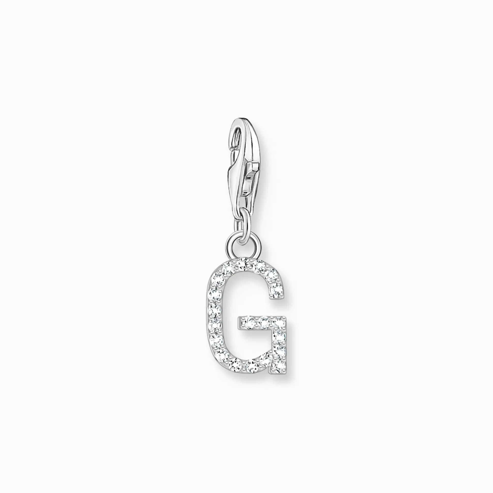 Store Pendentif Charm lettre G avec pierres blanches argent Femme Charms|Charms