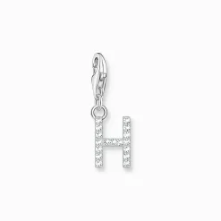 Clearance Pendentif Charm lettre H avec pierres blanches argent Femme Charms|Charms