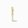 Cheap Pendentif Charm lettre L avec pierres blanches plaqué or Femme Placage Or 18 Carats - Argent 925