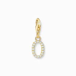 Shop Pendentif Charm lettre O avec pierres blanches plaqué or Femme Placage Or 18 Carats - Argent 925