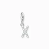 Cheap Pendentif Charm lettre X avec pierres blanches argent Femme Charms|Charms