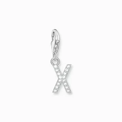 Cheap Pendentif Charm lettre X avec pierres blanches argent Femme Charms|Charms