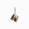 Discount Pendentif Charm pantalon en cuir brun argent Femme Charms|Charms