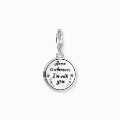 Fashion Pendentif Charm rond avec igloo, gravure et sertissage de pierres en argent Femme Charms|Charms