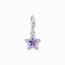 Cheap Pendentif Charm étoile avec pierres violette et émail à froid en argent Femme Charms|Charms