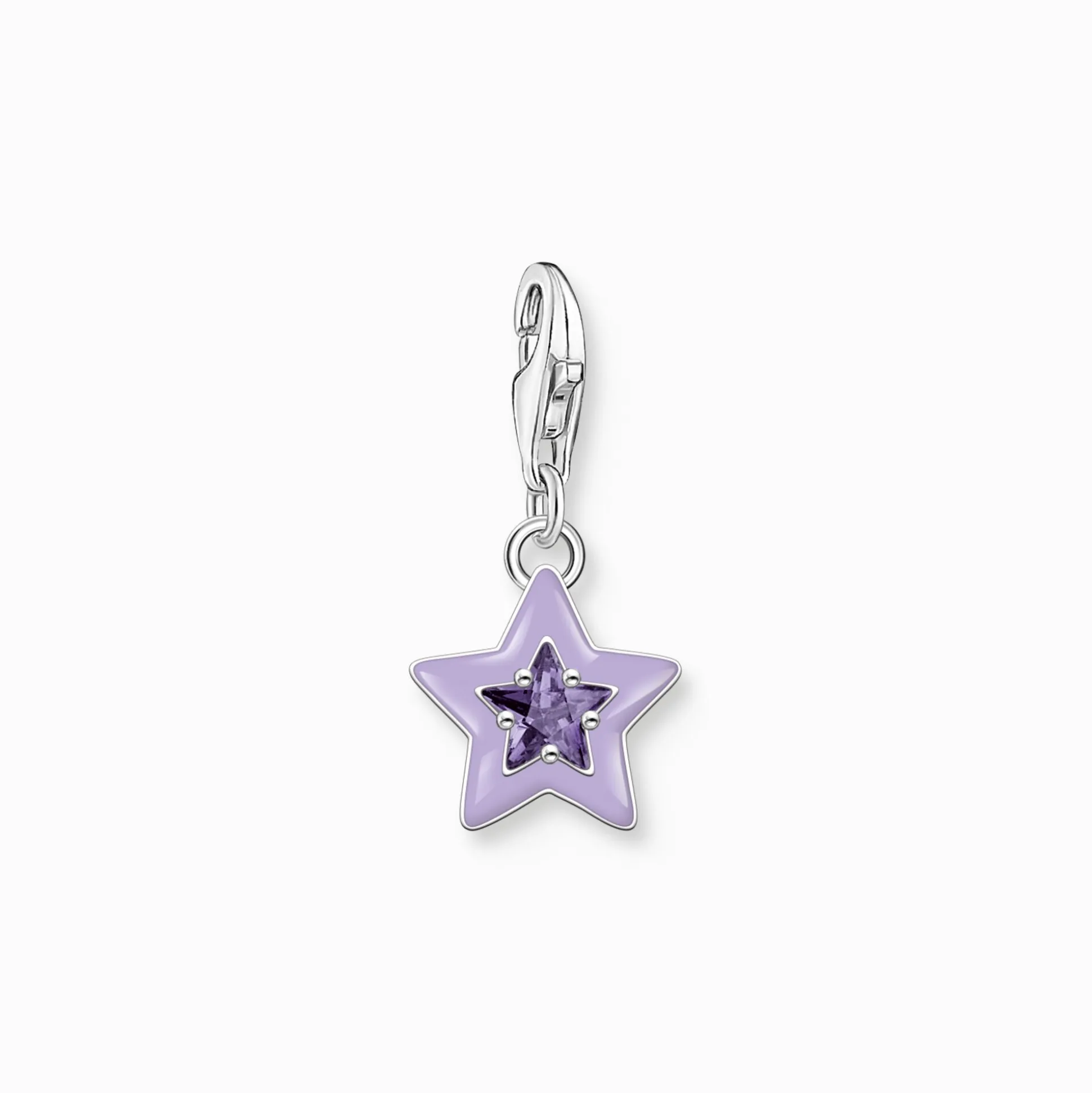 Cheap Pendentif Charm étoile avec pierres violette et émail à froid en argent Femme Charms|Charms