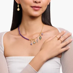 Cheap Pendentif Charm étoile avec pierres violette et émail à froid en argent Femme Charms|Charms