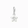 Store Pendentif Charm étoile avec pierres blanche et émail à froid blanc en argent Femme Charms|Charms