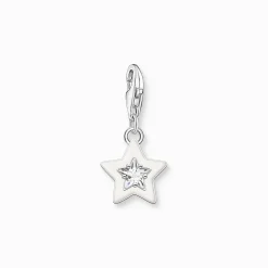 Store Pendentif Charm étoile avec pierres blanche et émail à froid blanc en argent Femme Charms|Charms