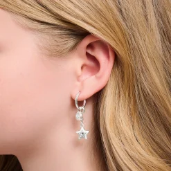 Store Pendentif Charm étoile avec pierres blanche et émail à froid blanc en argent Femme Charms|Charms