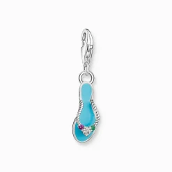 Cheap Pendentif Charm tong turquoise avec pierres multicolores argent Femme Charms|Charms