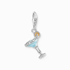 Discount Pendentif Charm verre à cocktail en bleu argent Femme Charms|Charms