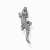 Best Sale Pendentif crocodile, argent noirci et gemmes noires et vertes Femme Pendentifs|Pendentifs