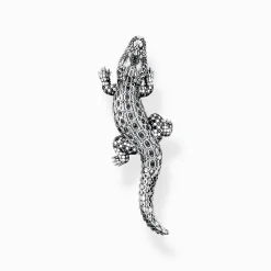 Best Sale Pendentif crocodile, argent noirci et gemmes noires et vertes Femme Pendentifs|Pendentifs