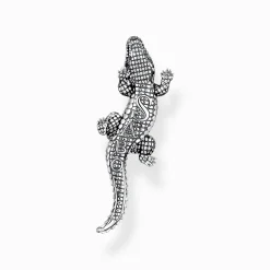 Best Sale Pendentif crocodile, argent noirci et gemmes noires et vertes Femme Pendentifs|Pendentifs