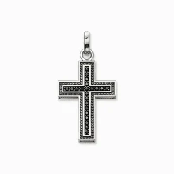 Discount Pendentif croix avec pavé noir Femme Pendentifs|Pendentifs