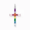 Shop Pendentif croix avec pierres multicolore argent Femme Chaînes & Colliers|Pendentifs