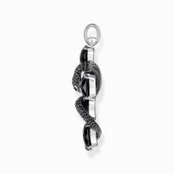 Best Pendentif croix en argent noirci avec serpent et zircon noir Femme Pendentifs|Argent 925