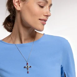Best Sale Pendentif croix pierres colorées Femme Chaînes & Colliers|Pendentifs