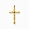 Shop Pendentif croix pierres noires or Femme Pendentifs|Placage Or 18 Carats - Argent 925