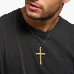 Shop Pendentif croix pierres noires or Femme Pendentifs|Placage Or 18 Carats - Argent 925