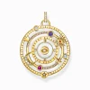 Discount Pendentif demi-sphère avec œil pierres multicolores plaqué or Femme Pendentifs|Placage Or 18 Carats - Argent 925