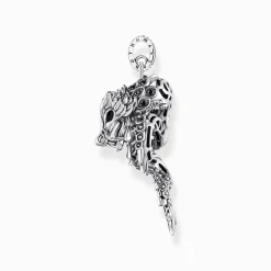 Best Sale Pendentif dragon noirci en argent avec zircon noir et émail froid Femme Pendentifs|Argent 925