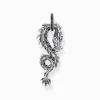 Best Sale Pendentif dragon noirci en argent avec zircon noir Femme Pendentifs|Argent 925