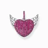 Discount Pendentif en argent noirci avec ailes et zircon rouge rubis Femme Pendentifs|Argent 925
