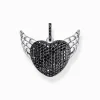 Clearance Pendentif en argent noirci avec ailes et zircon noir Femme Pendentifs|Argent 925