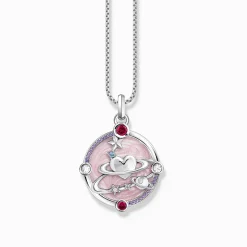 Best Pendentif en argent rose avec planète cœur et pierres Femme Pendentifs|Argent 925