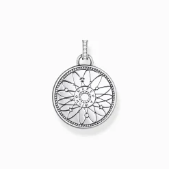 Hot Pendentif en argent Roue de la fortune avec symboles cosmiques Femme Pendentifs|Argent 925