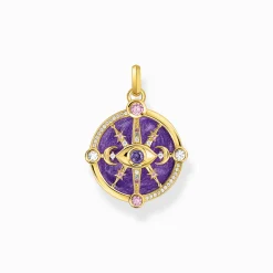 Shop Pendentif œil avec détails cosmiques et pierres plaqué or Femme Pendentifs|Placage Or 18 Carats - Argent 925