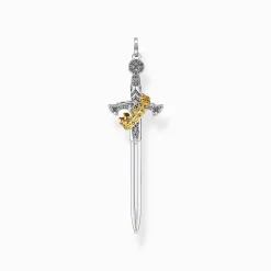 Clearance Pendentif épée avec couronne Femme Pendentifs|Placage Or 18 Carats - Argent 925